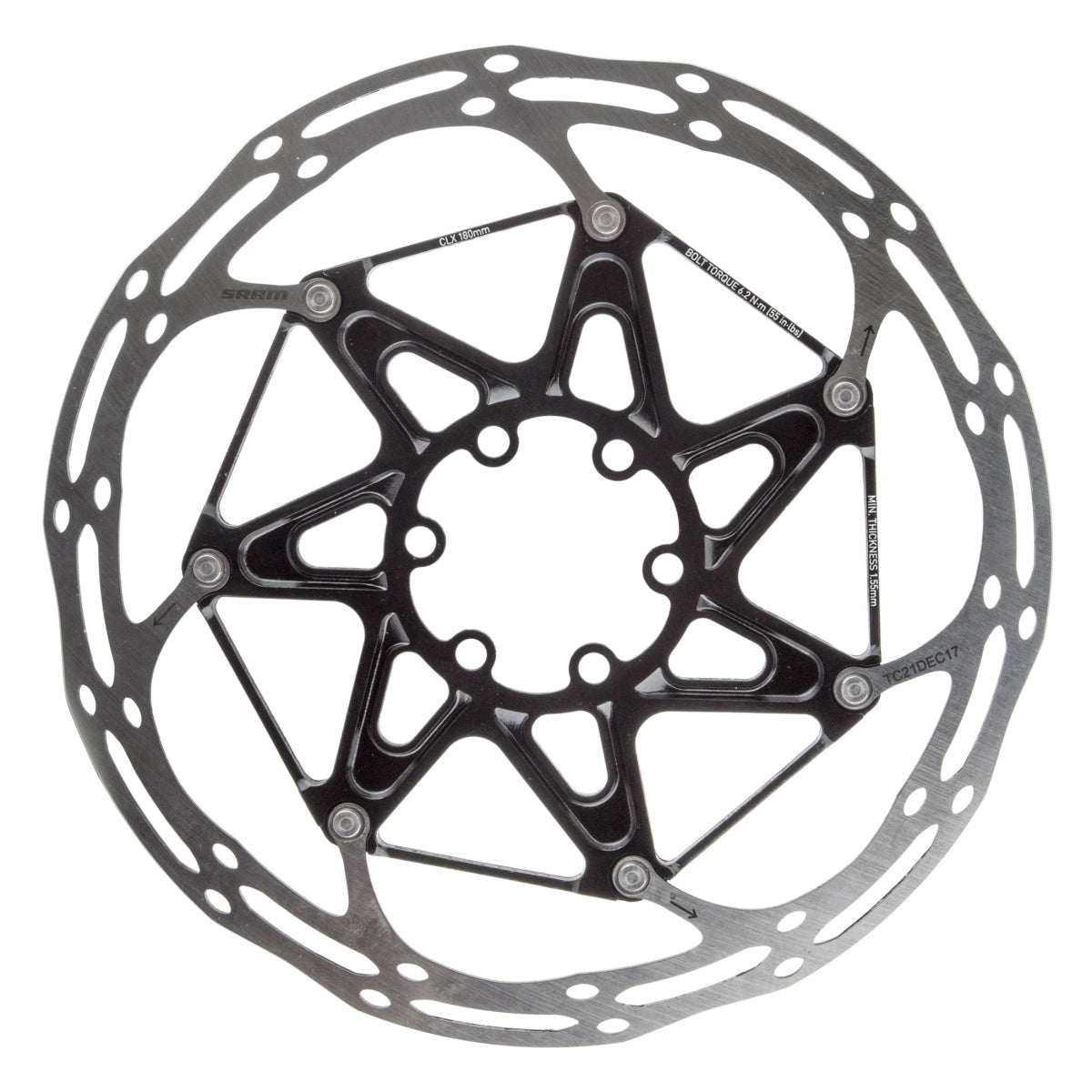 Brake Part Sram Disc Rotor 180 C-LINE 6B 2-PIECE Rounded Ti Bolts