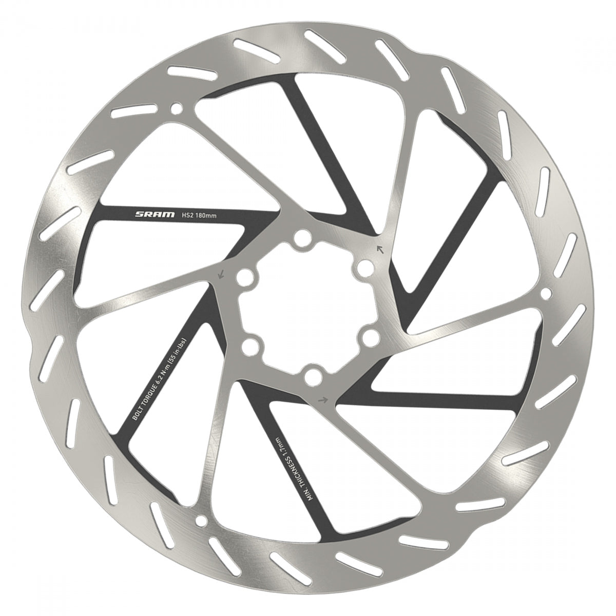 Brake Part Sram Disc Rotor 180 HS2 6B Rounded w/STL Bolts SL/BK