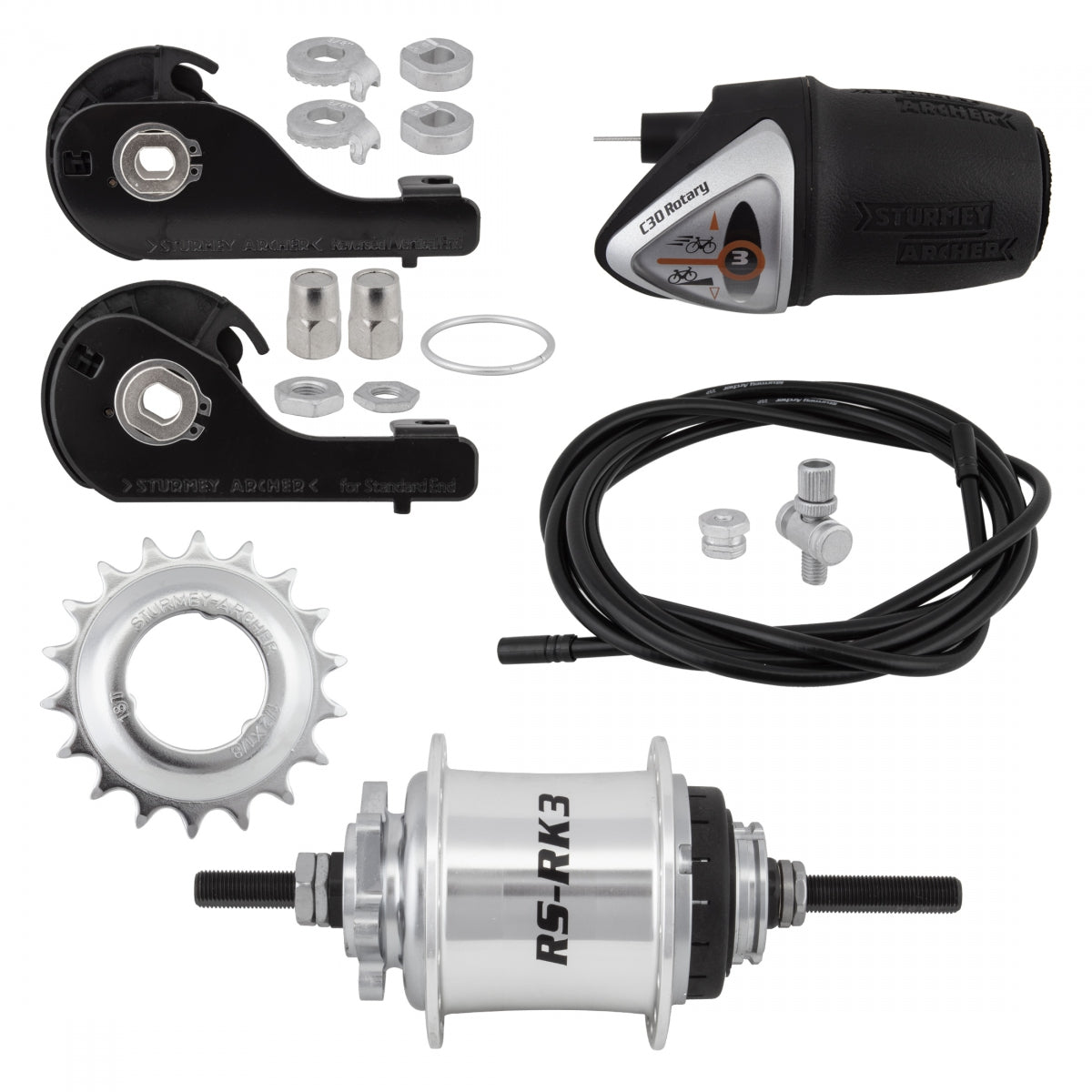 Hub RR S/A 3sp RSRK3 32 6B SL w/TRIM KIT/TWIST-SHIFTER TSC30 135/185mm Rotary