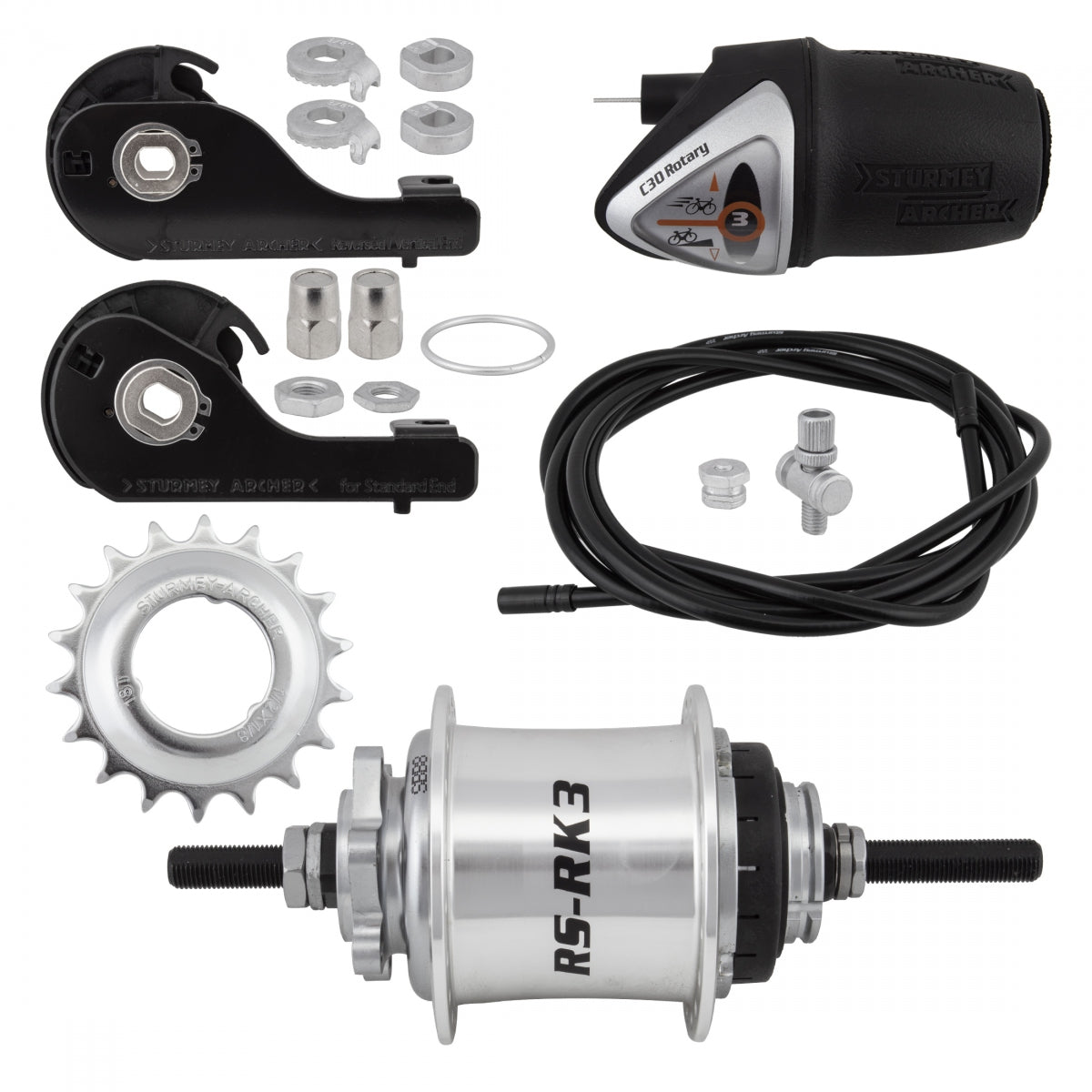 Hub RR S/A 3sp RSRK3 36 6B SL w/TRIM KIT/TWIST-SHIFTER TSC30 135/185mm Rotary