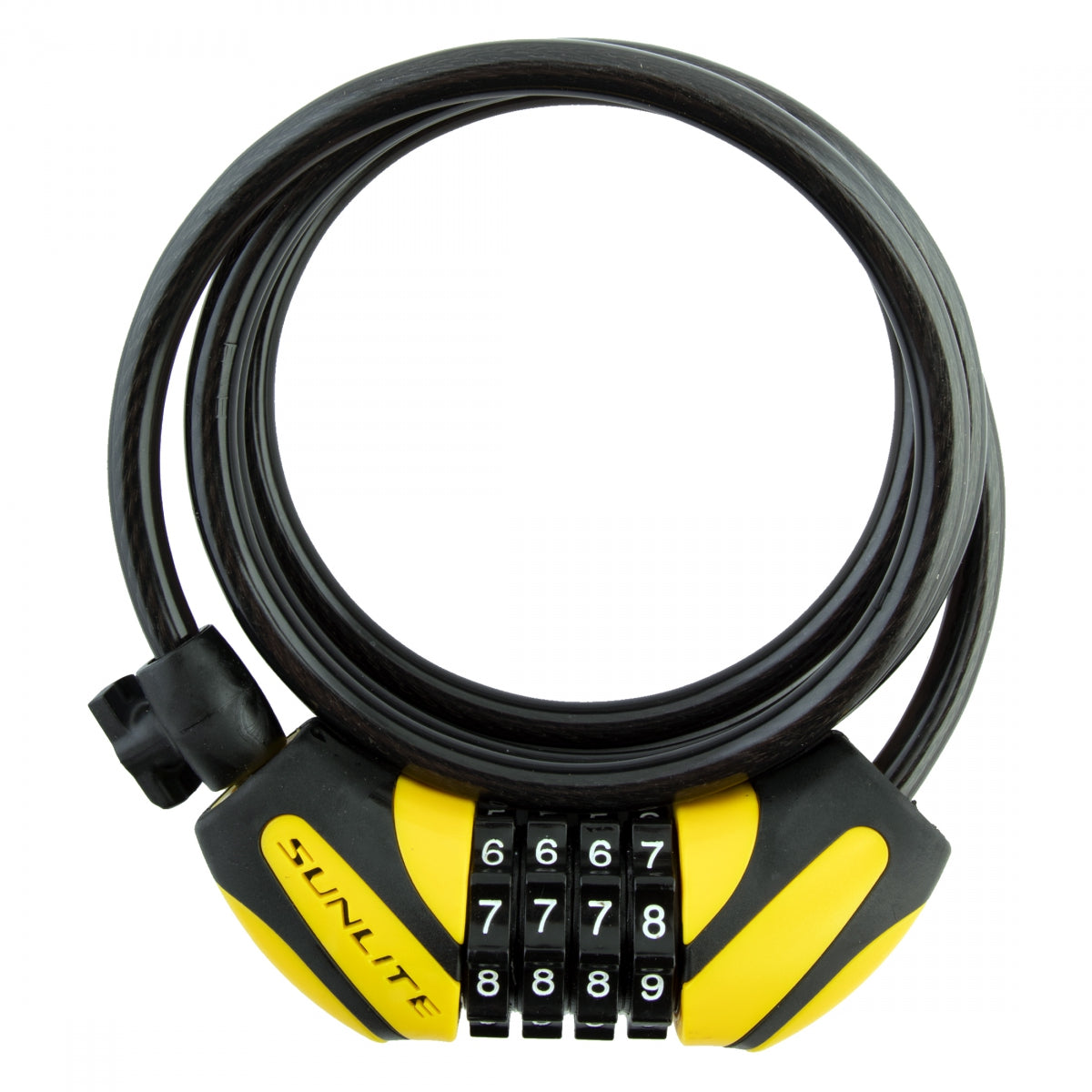 Lock Sunlt DFNDR D1 CBL 8mmx6f Com W/BKT Coil BK/YL