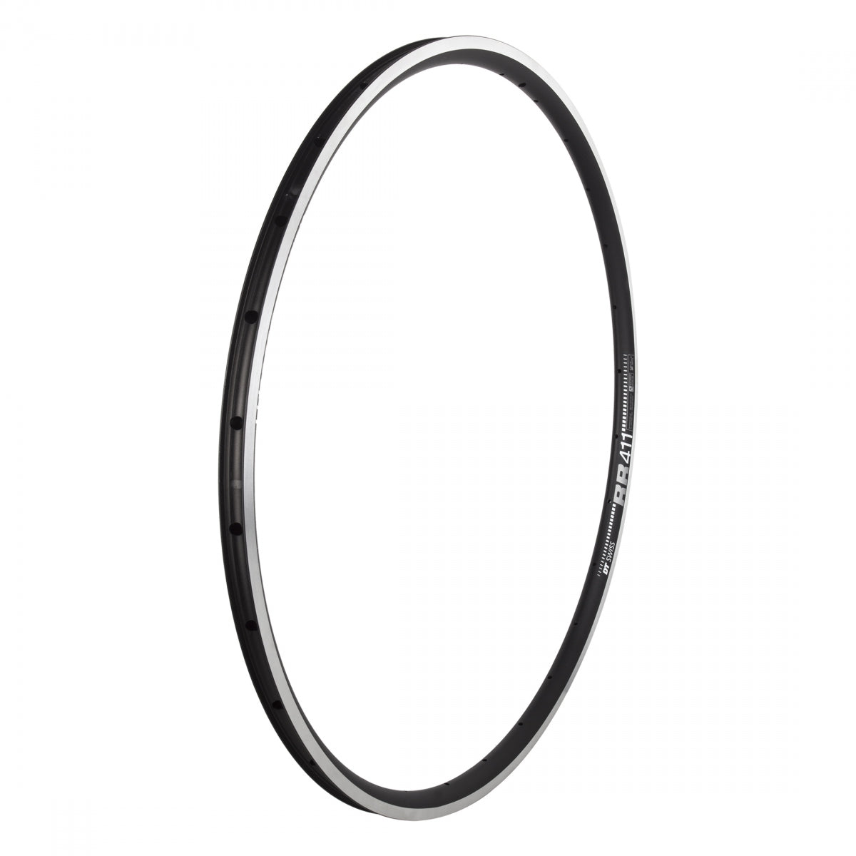 Rim DT 700C 622x18 RR411 ASYM 28 BK/MSW PV Weld TBLS w/NIPPLES & Washers