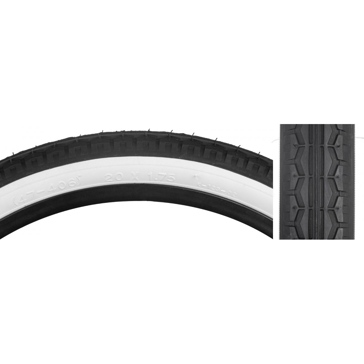 Tire Sunlt 20x1.75 BK/WH Street K123 Wire