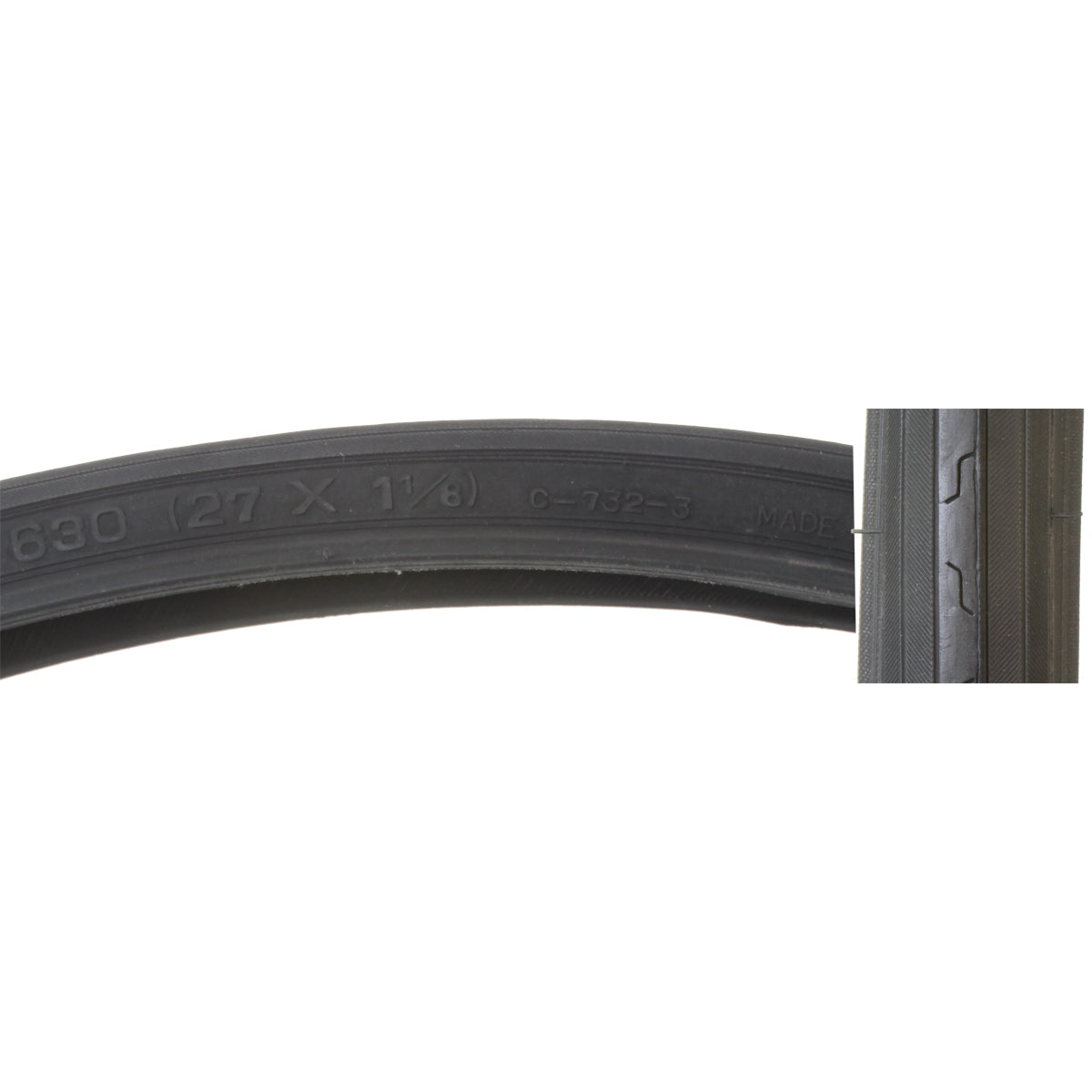 Tire Sunlt 27x1-1/8 CST732 BK/BLK Wire