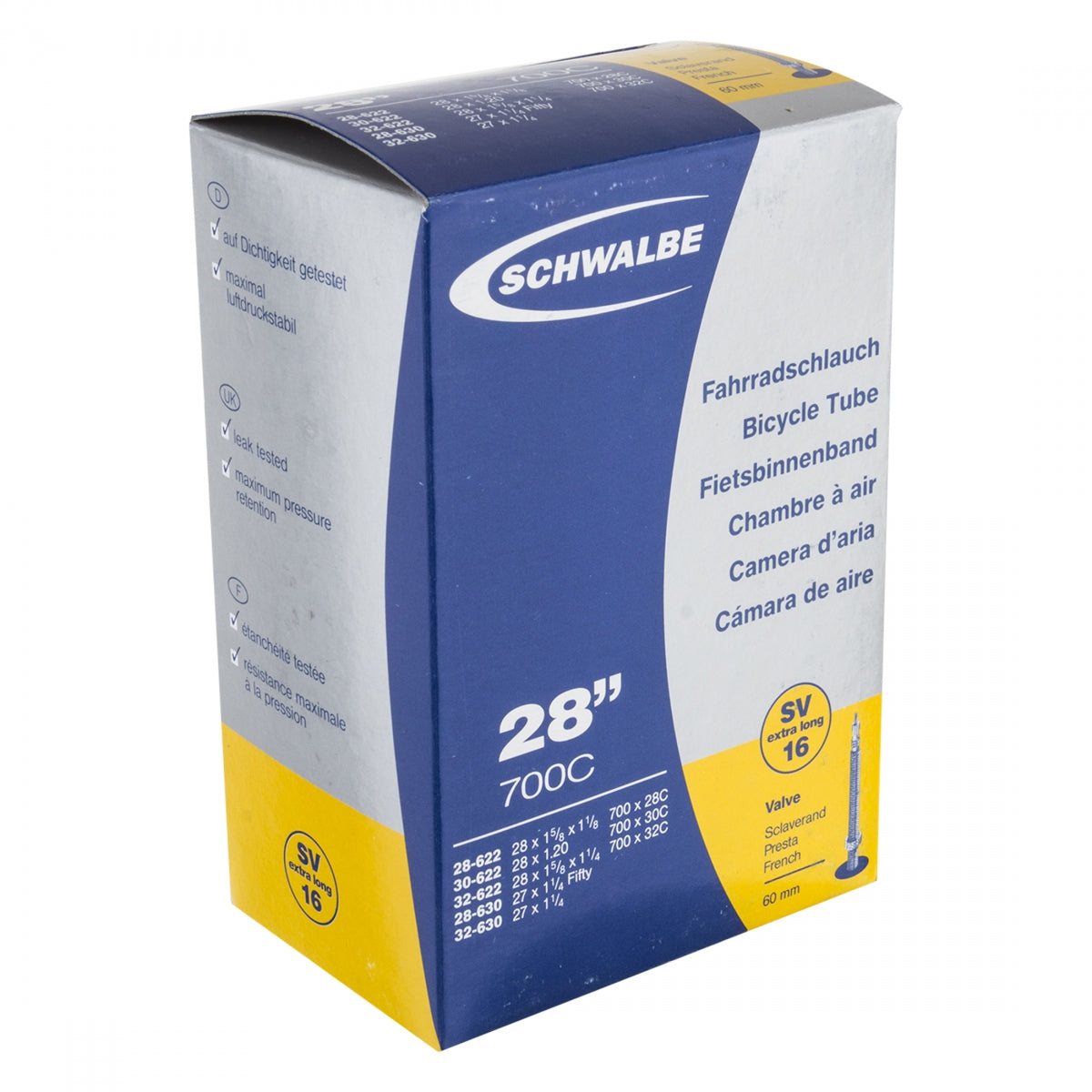 Tube Schwalbe 28 622/630x18/28 PV 60mm