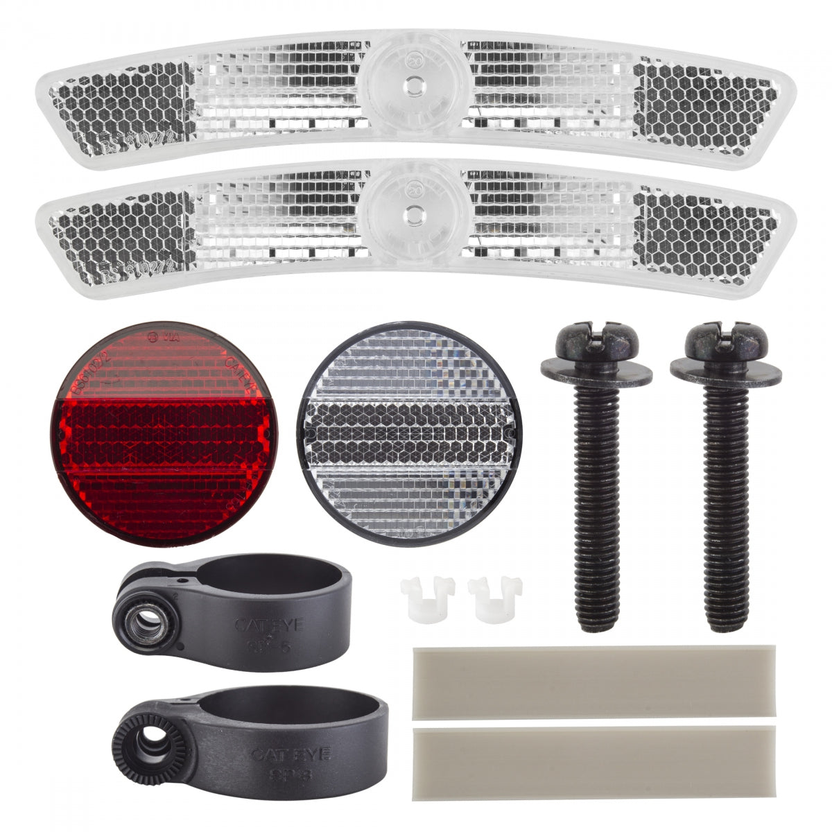 Reflector Cateye Set 4-WAY FT-WHT/HB RR-RED/SP SPOKE-SHORT WHT