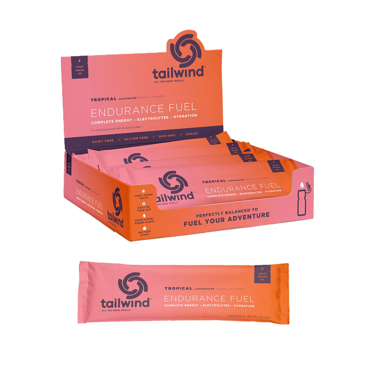 Food Tailwind Endurance Fuel Caffeine Tropical Buzz BXof12 SS