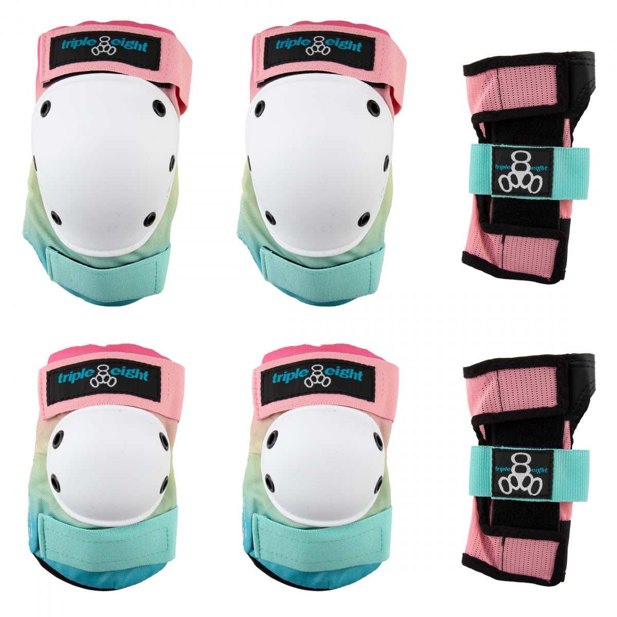 Triple Eight Pad Set TRIPLE8 SAVER-3 ELBO/KNE/WRST LG Shaved Ice Fade (SKU 913802)