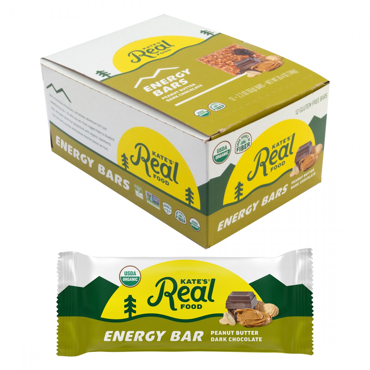 Food Kates Real Bar Energy P-BUTR Dark Choc BXof12