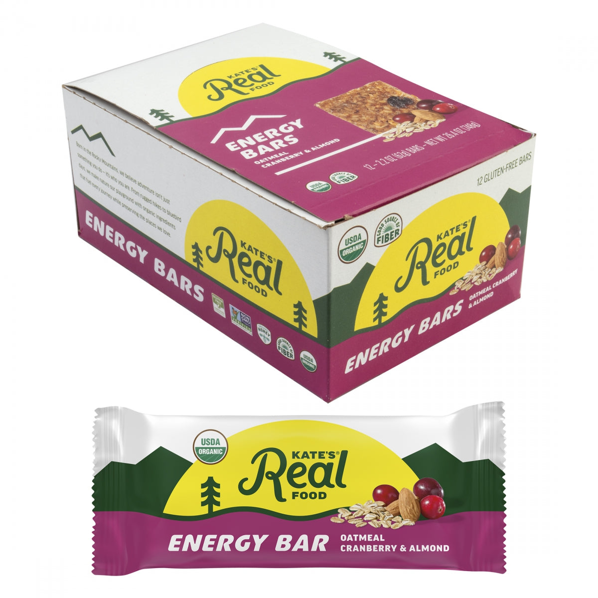 Food Kates Real Bar Energy Oatmeal Cranbry ALMD BXof12