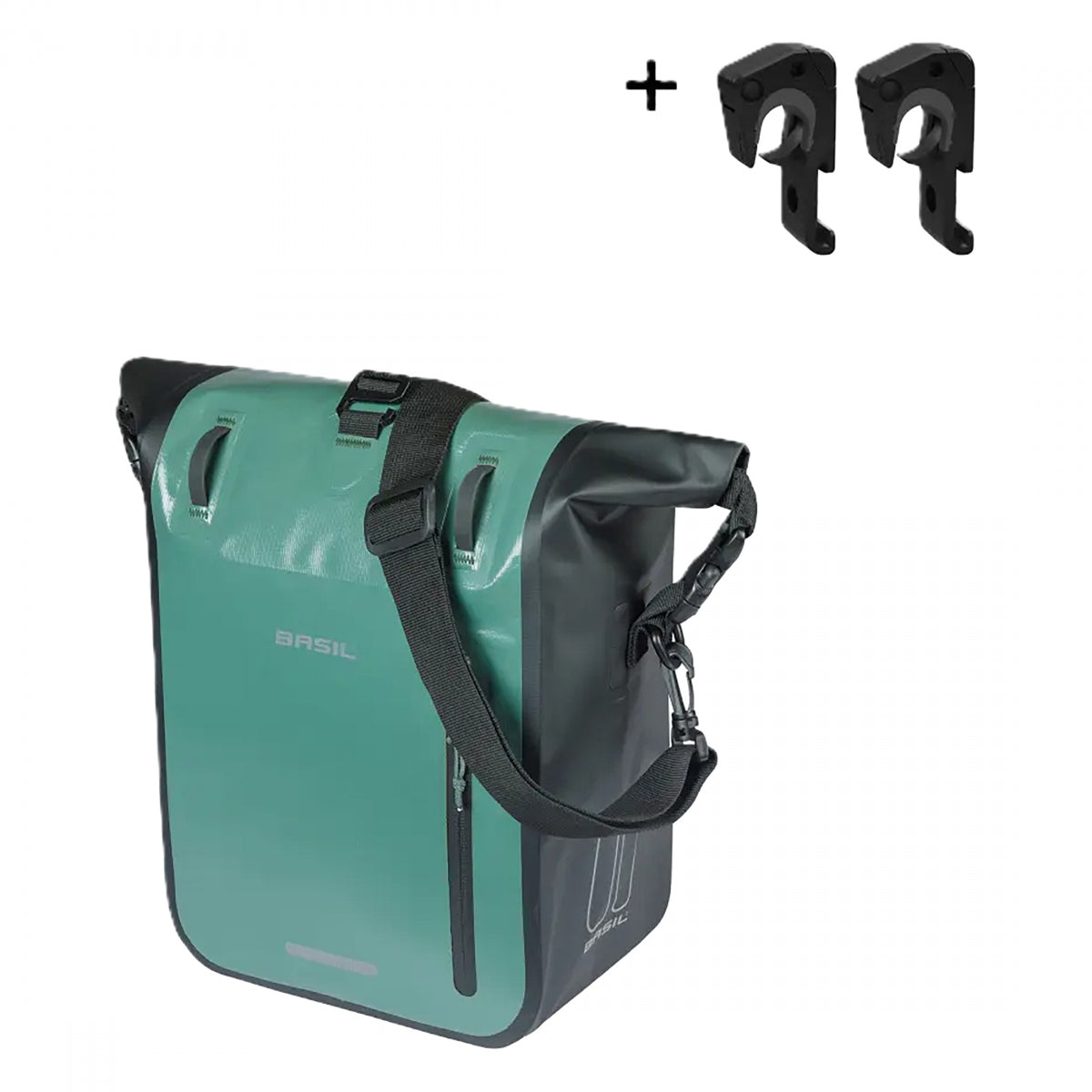 Bag Basil Pannier Rivo Tarpaulin Single M 12-15L Mik Hook SL-GN/BK