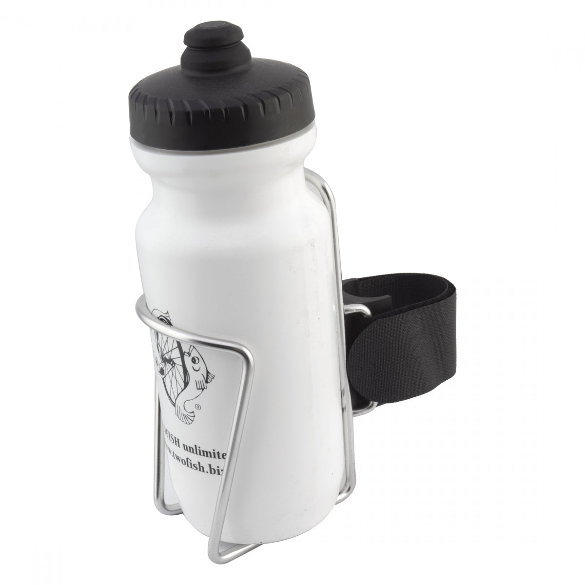 Bottle Cage Two Fish QR W/BOTTLE SS -CAGE