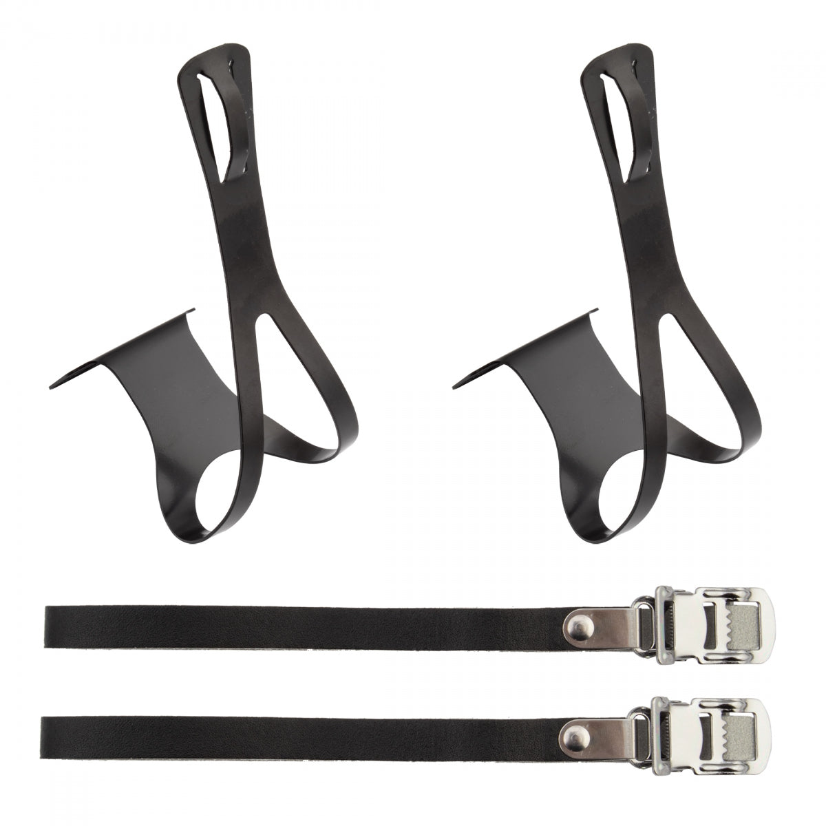 Toe Clips Sunlt RD STL w/LTHR STRP BK XL