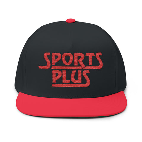 Sports Plus Flat Bill Cap - Trendy Embroidered Snapback Hat