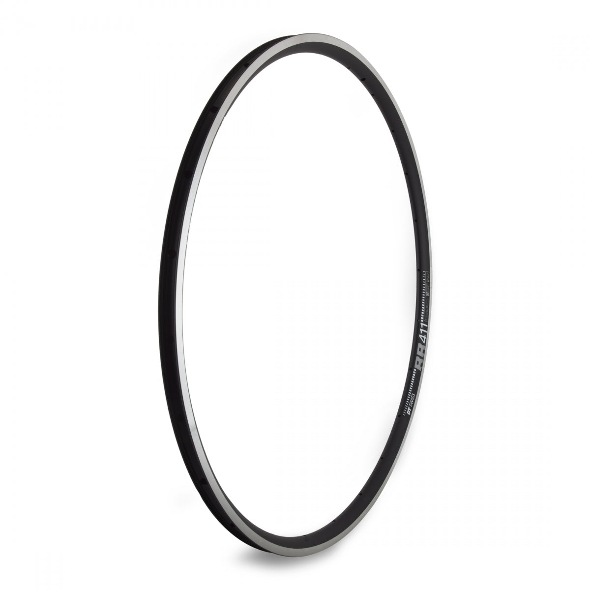 Rim DT 700C 622x18 RR411 ASYM 24 BK/MSW PV Weld TBLS w/NIPPLES & Washers