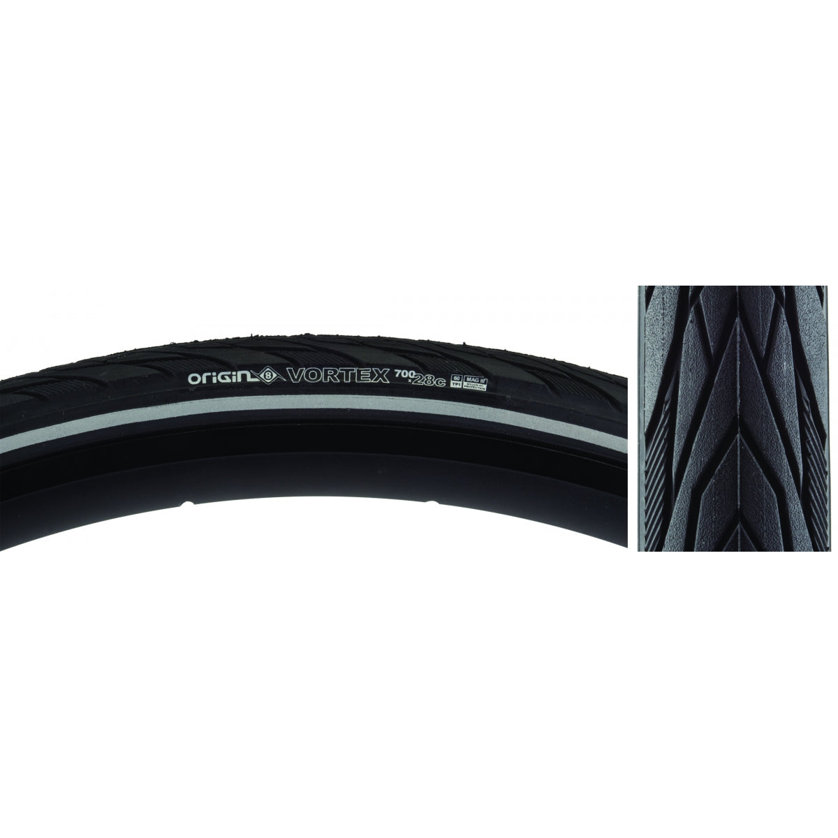 Origin8 Tire Vortex 700x28 Wire Belt BK/BK/REF (SKU 590675)