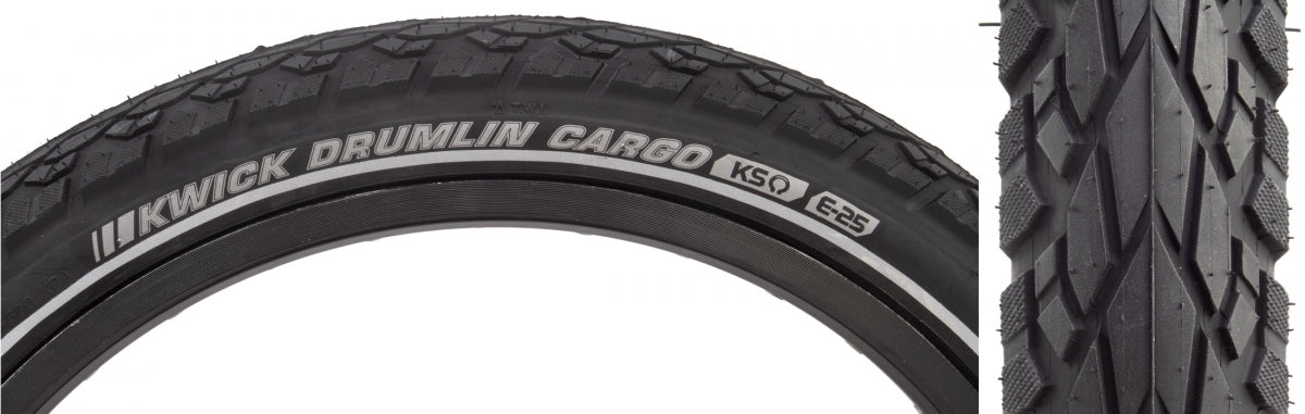 Tire Ken Kwick Drumlin Cargo 26x2.4 BK/BK/REF KS/4-PLY/60 Wire 75psi E25