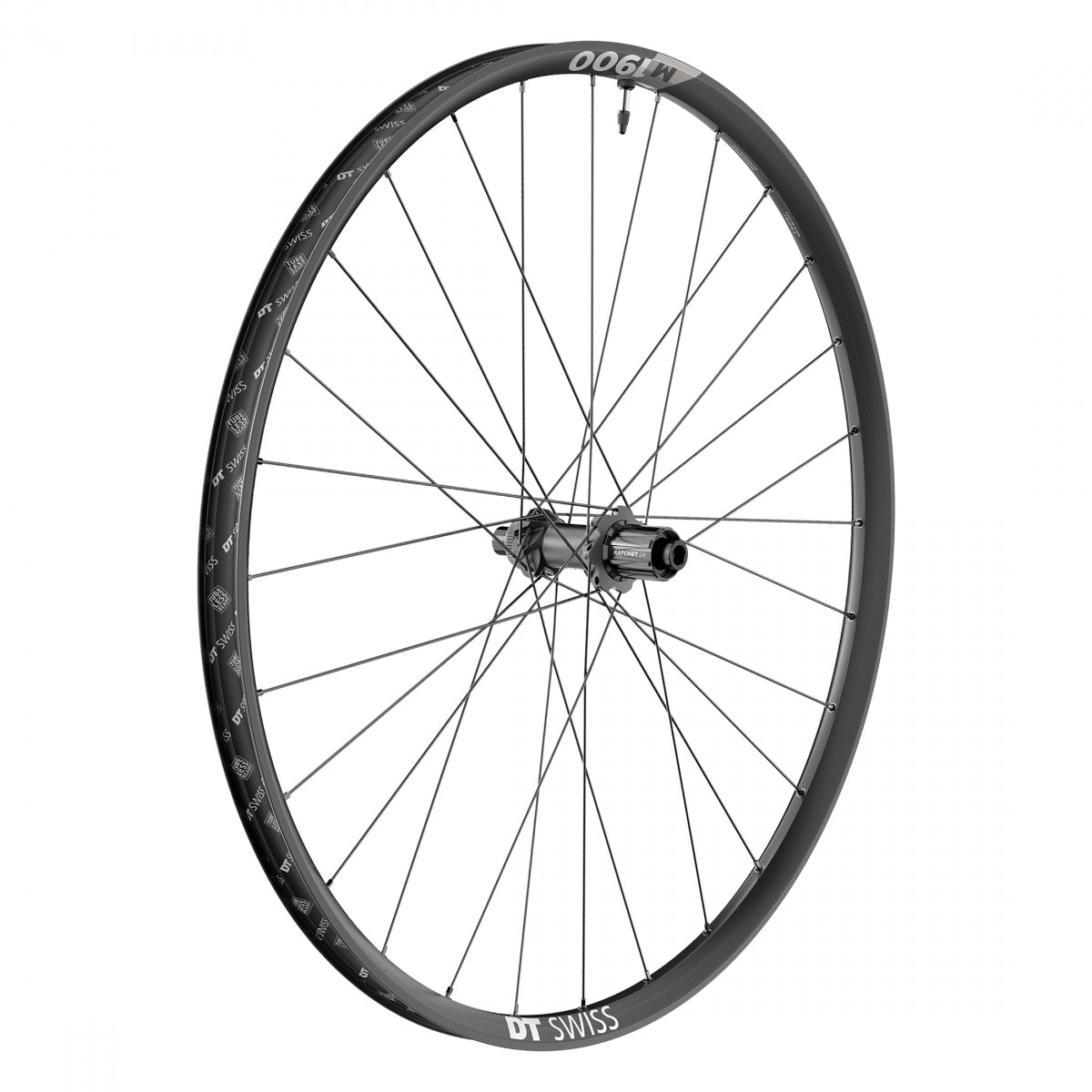DT Swiss WHL RR 27.5 584x30 M1900 Spline 142x12mmTA CL/6B 8-11sMTB TBLS w/TAPE & Valve (SKU 641372)