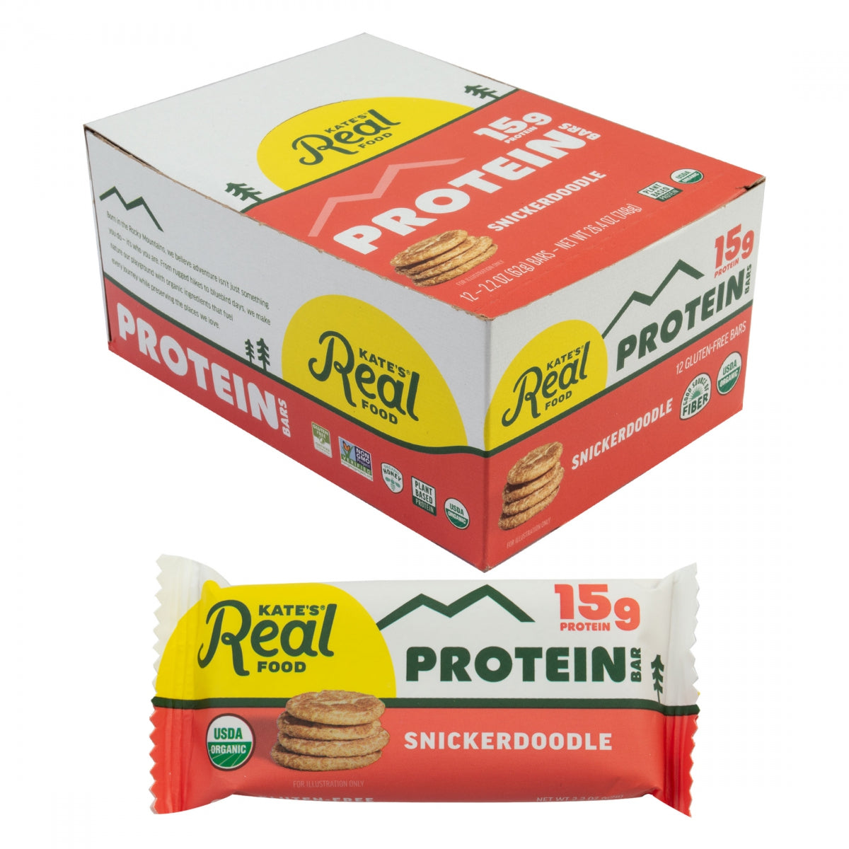 Food Kates Real Bar Protein Snickerdoodle BXof12