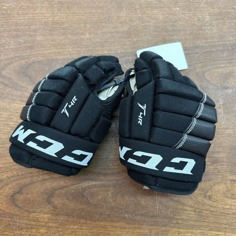 9" CCM Tacks 4 Roll Youth Hockey Gloves - Black