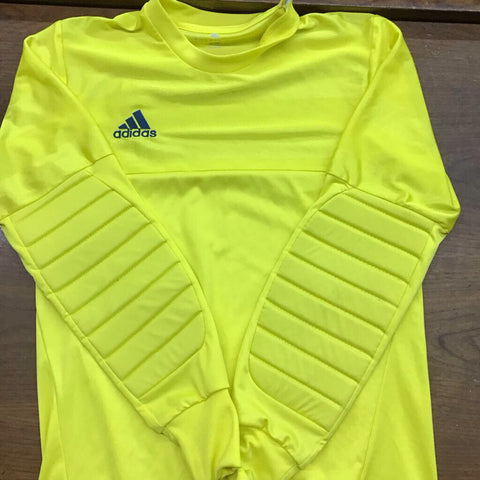 S - Adidas Padded Elbows Goalie Jersey - Neon Yellow/Navy Blue