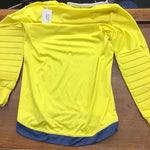 S - Adidas Padded Elbows Goalie Jersey - Neon Yellow/Navy Blue