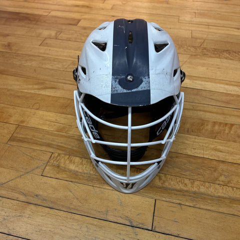 S/M - Cascade EVO Lacrosse Helmet - White / Navy Blue Stripe