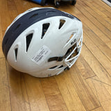 S/M - Cascade EVO Lacrosse Helmet - White / Navy Blue Stripe