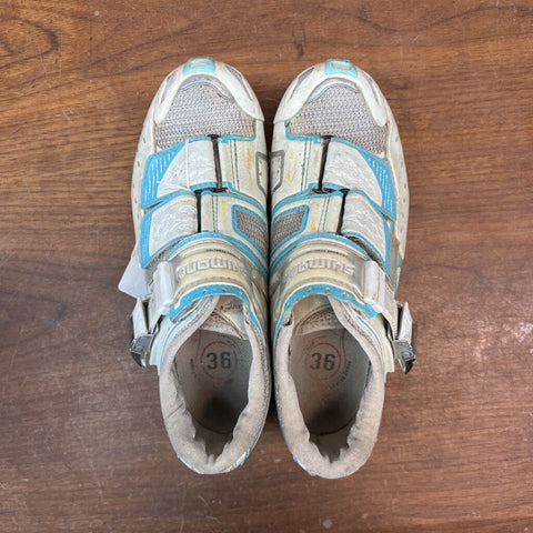 36 - Shimano Shiman Pedaling Cycling Shoes - White/Blue