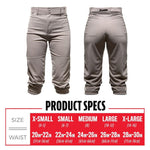 Youth Large Franklin Deluxe Baseball Pants - Grey