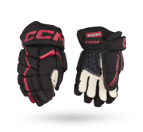 12" CCM Jetspeed FT680 Junior Gloves - Black/Red